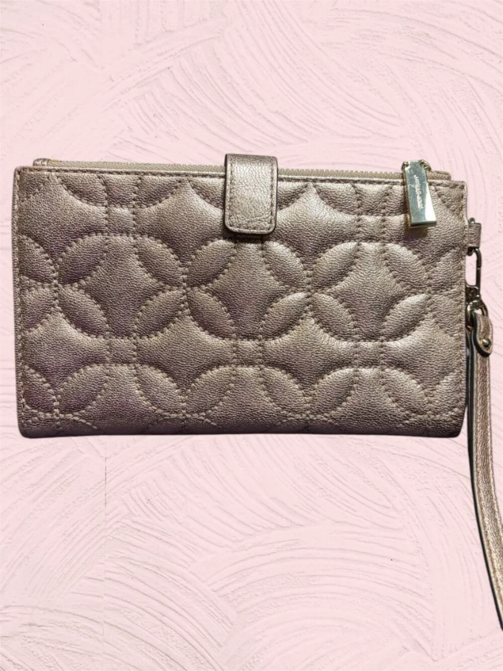 MICHAEL KORS ROSE GOLD GLIMMER WALLET WRISTLET - Picture 2 of 5